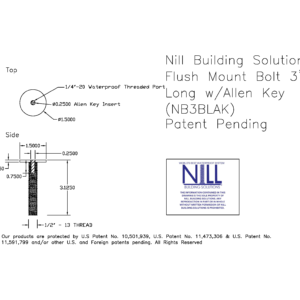 Flush Mount Bolt -3Long w Allen Key (NB3BLAK)_2023-Model