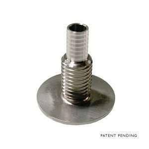 Metal connector with a threaded shaft and base.